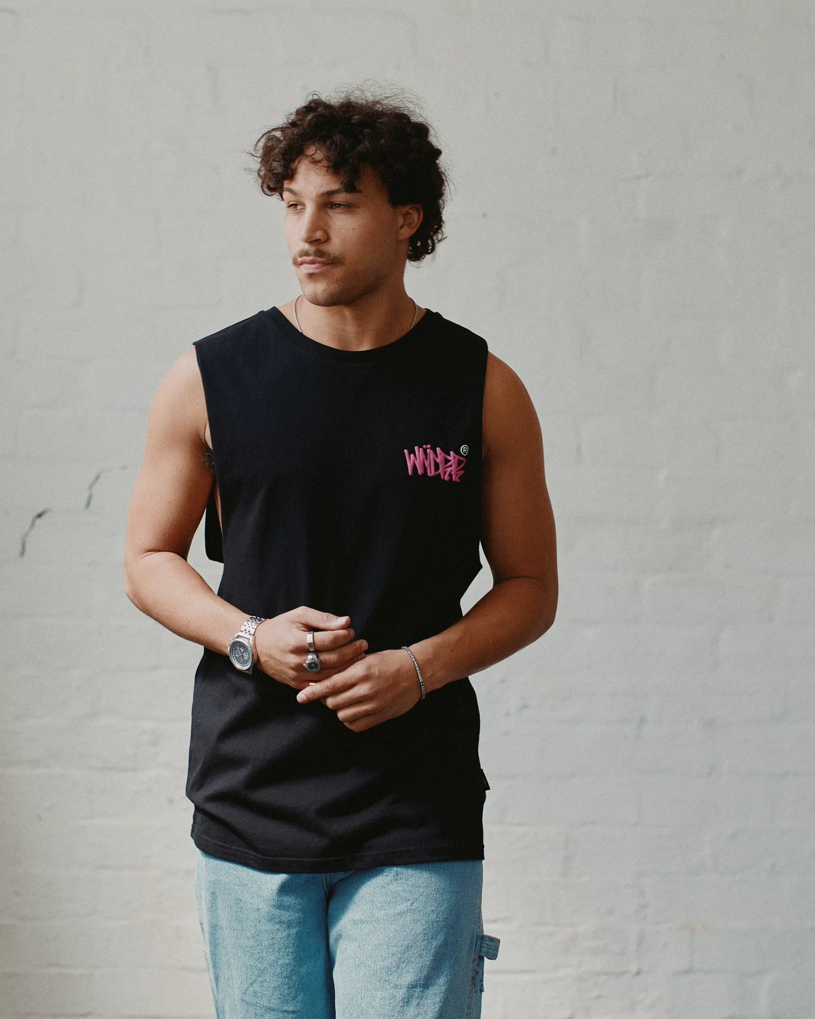 TAGGED MUSCLE TOP - BLACK sold by WNDRR product image thumbnail 4