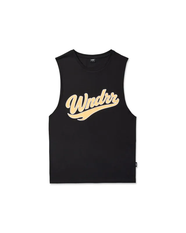 BRUSHBACK MUSCLE TOP - BLACK sold by WNDRR