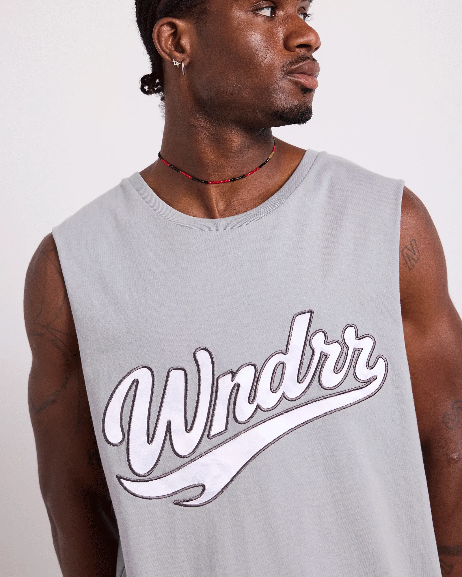 BRUSHBACK MUSCLE TOP - CEMENT GREY sold by WNDRR product image thumbnail 2