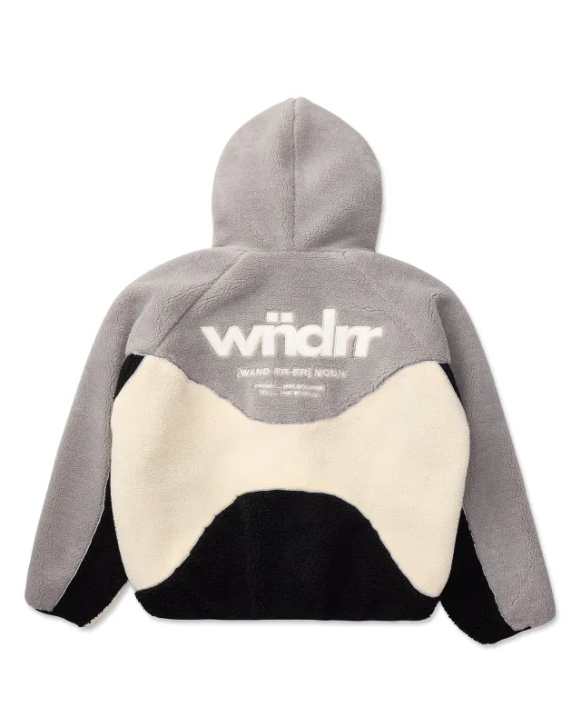 THE WORLD FLEECE JACKET - GREY/BLACK sold by WNDRR