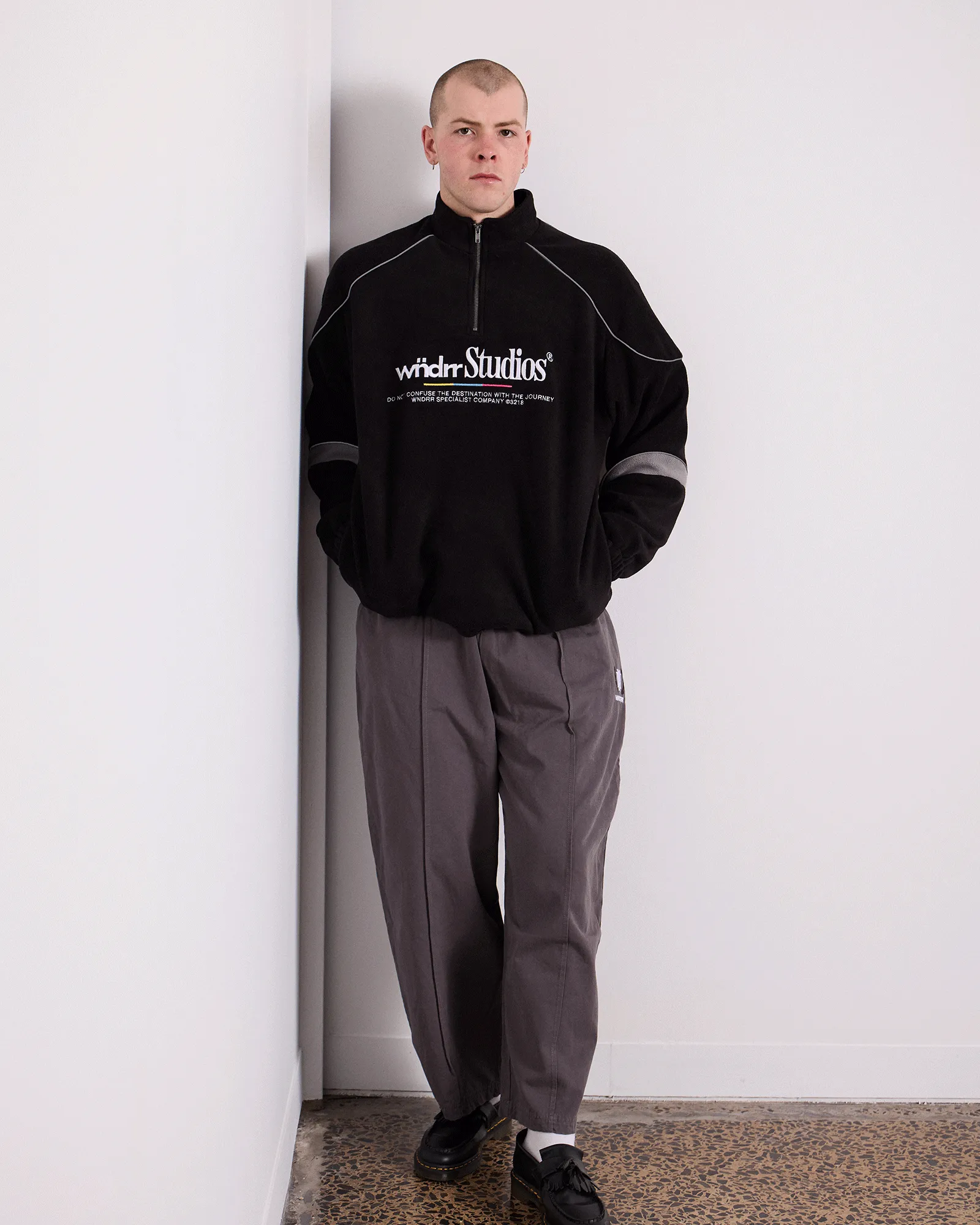 COLLECTIVE 1/4 ZIP POLAR FLEECE SWEAT - BLACK sold by WNDRR product image thumbnail 5