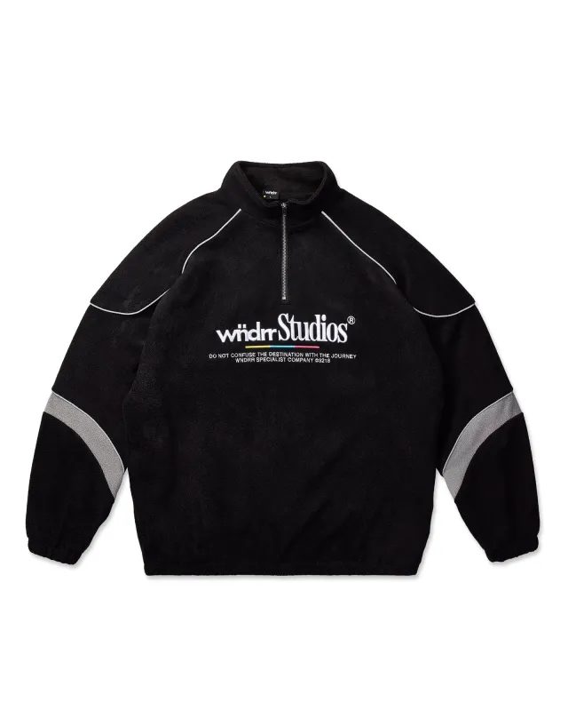 COLLECTIVE 1/4 ZIP POLAR FLEECE SWEAT - BLACK sold by WNDRR