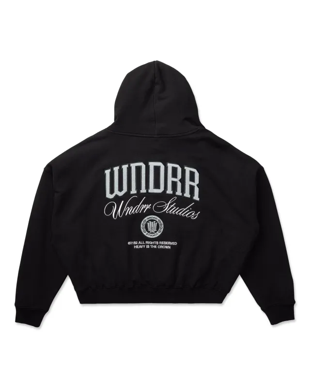 PAVILION CROPPED HOOD SWEAT - BLACK sold by WNDRR