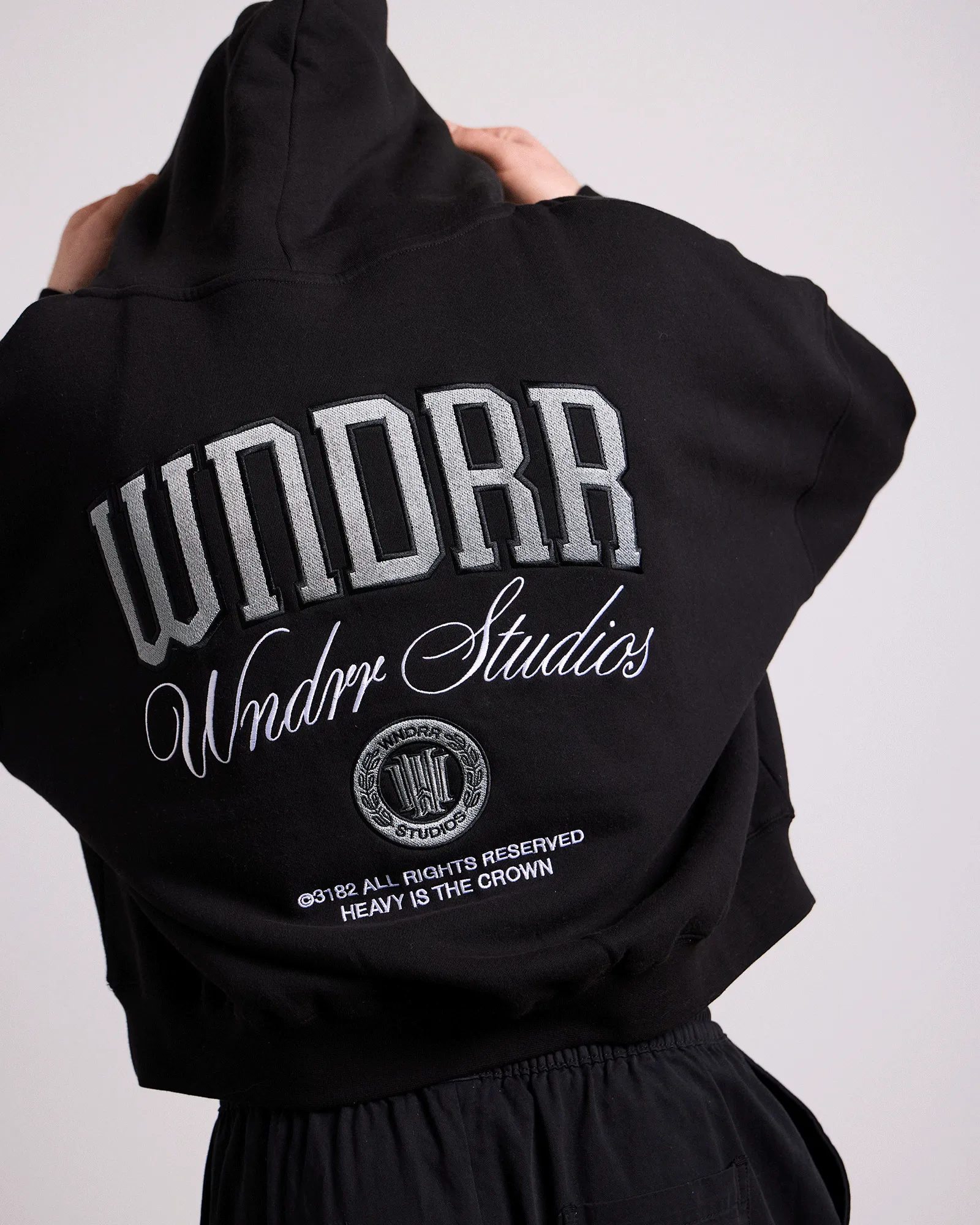 PAVILION CROPPED HOOD SWEAT - BLACK sold by WNDRR product image thumbnail 2