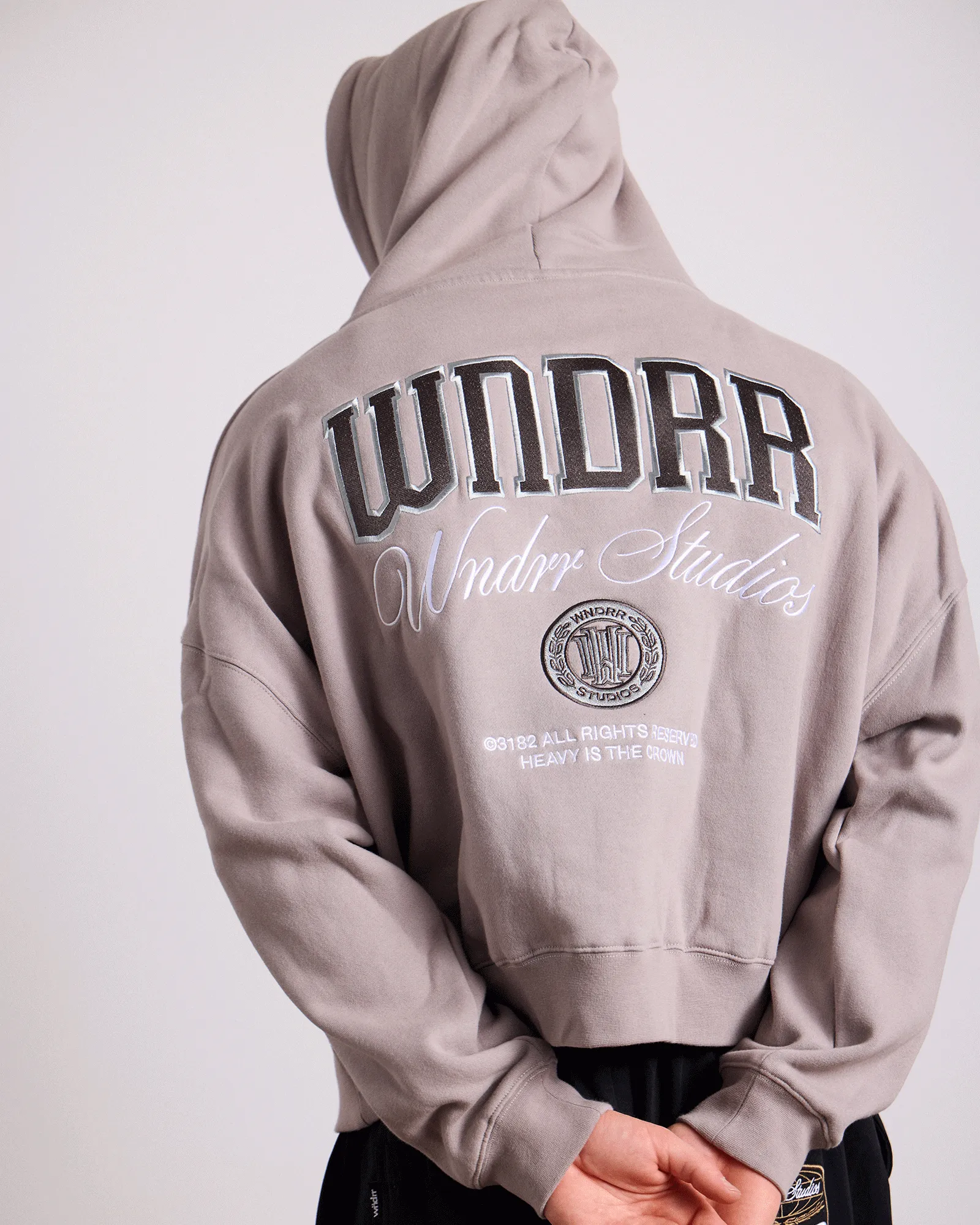 PAVILION CROPPED HOOD SWEAT - MOON GREY sold by WNDRR product image thumbnail 2