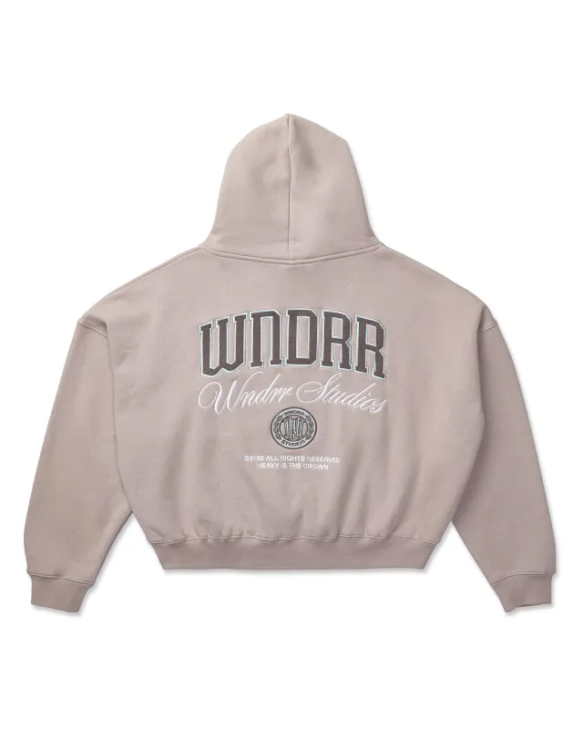 PAVILION CROPPED HOOD SWEAT - MOON GREY sold by WNDRR