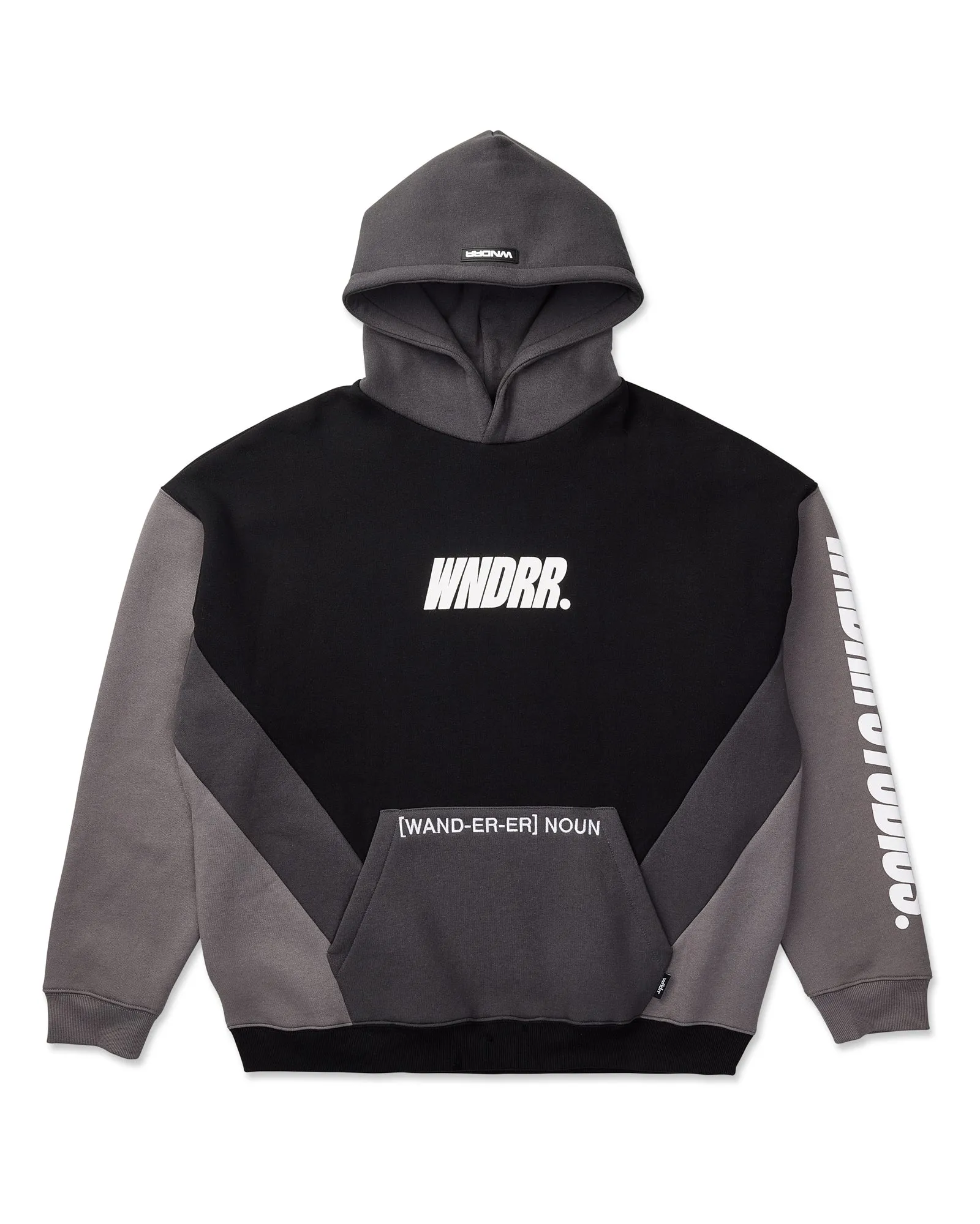 DRIFT PANEL HOOD SWEAT - BLACK/GREY sold by WNDRR
