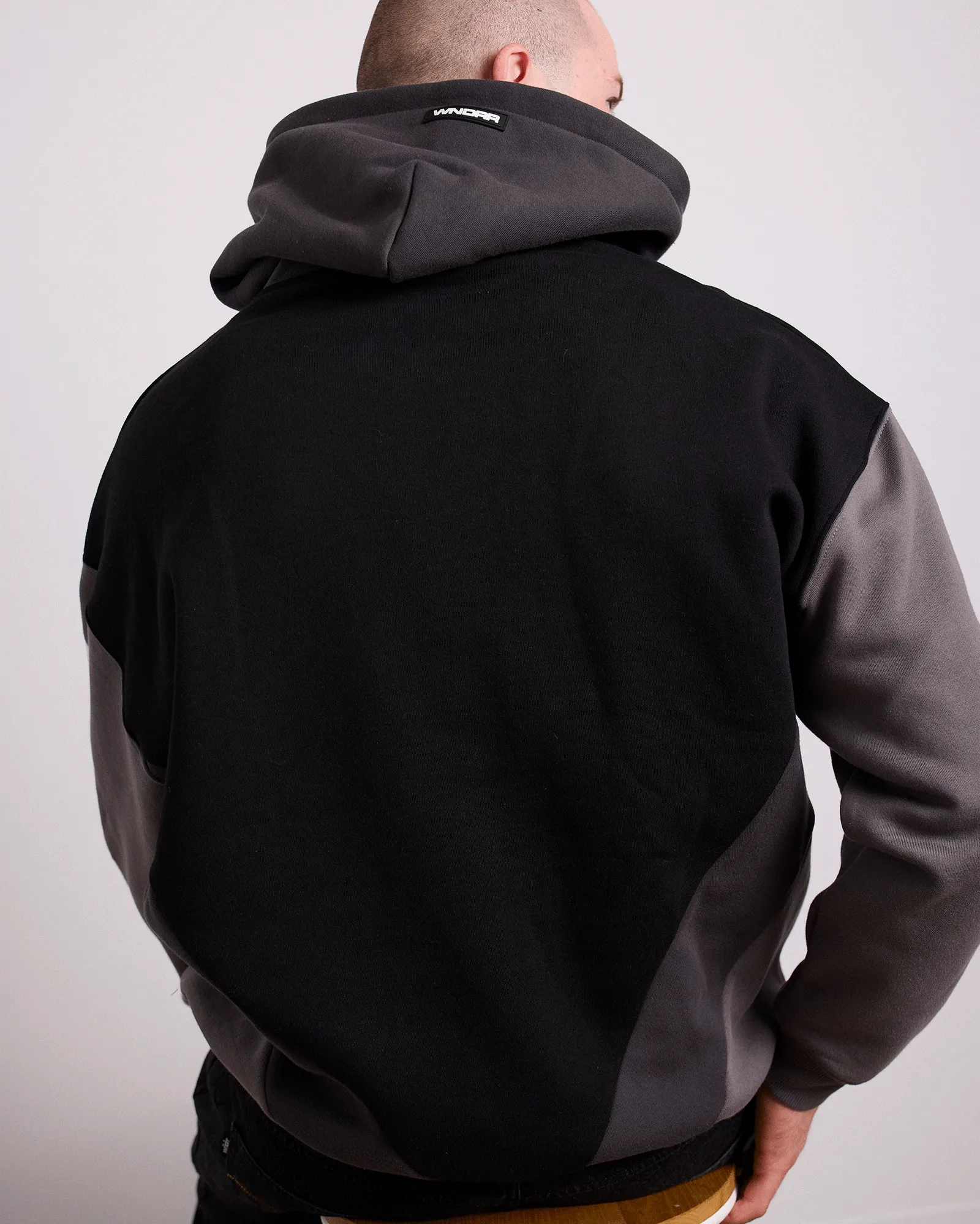 DRIFT PANEL HOOD SWEAT - BLACK/GREY sold by WNDRR product image thumbnail 4