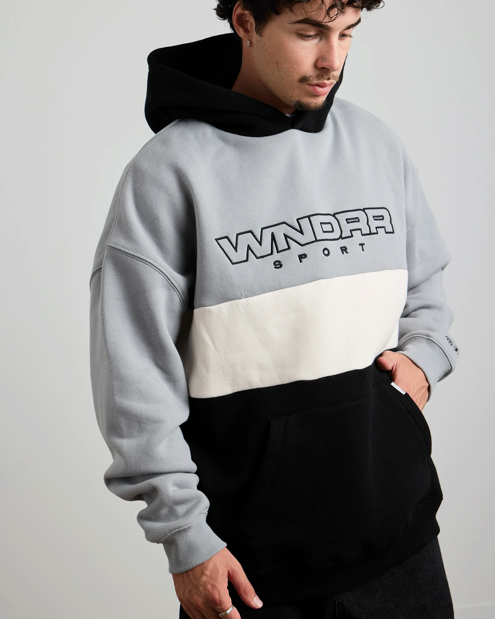 STARTER PANEL HOOD SWEAT - GREY/BLACK sold by WNDRR product image thumbnail 4
