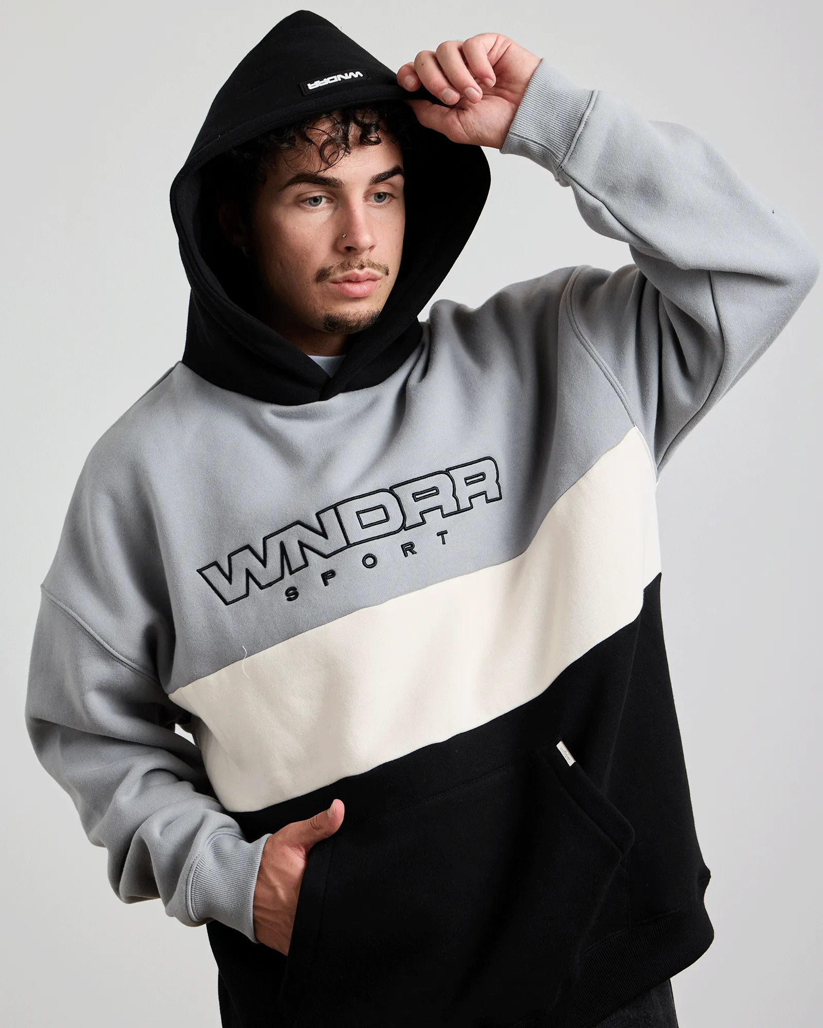 STARTER PANEL HOOD SWEAT - GREY/BLACK sold by WNDRR product image thumbnail 2