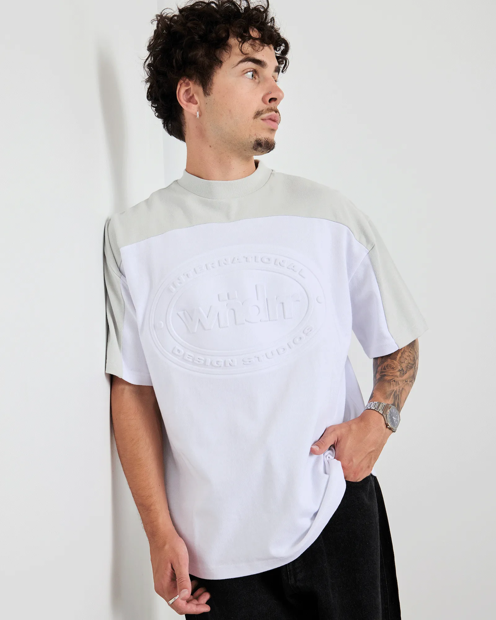 CREDIT PANEL HEAVY WEIGHT TEE - WHITE sold by WNDRR product image thumbnail 4