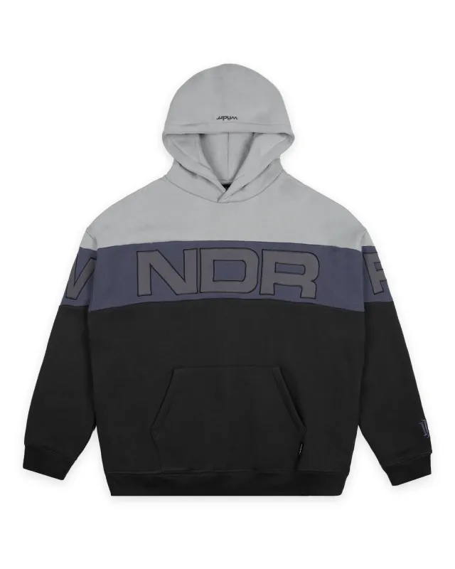 PRIMER PANEL HOOD SWEAT - GREY/FADED BLACK made by WNDRR