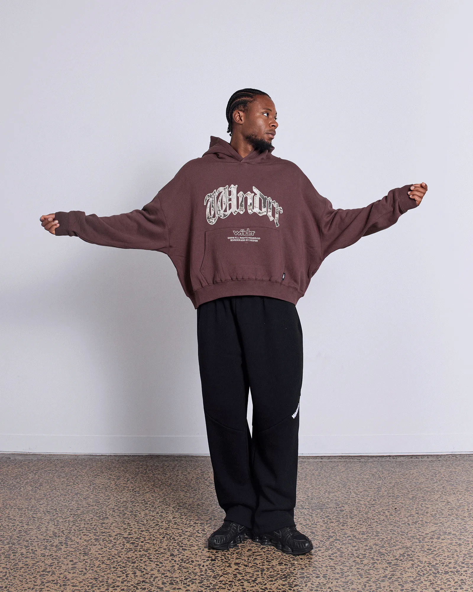 ROGUE BOX FIT HOOD SWEAT - BROWN sold by WNDRR product image thumbnail 5