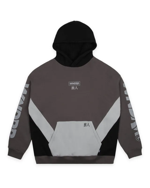 PRIVACY PANEL HOOD SWEAT - GREY/BLACK made by WNDRR
