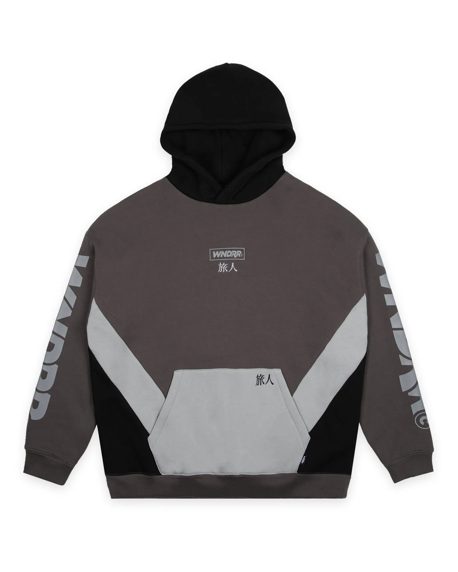 PRIVACY PANEL HOOD SWEAT - GREY/BLACK sold by WNDRR