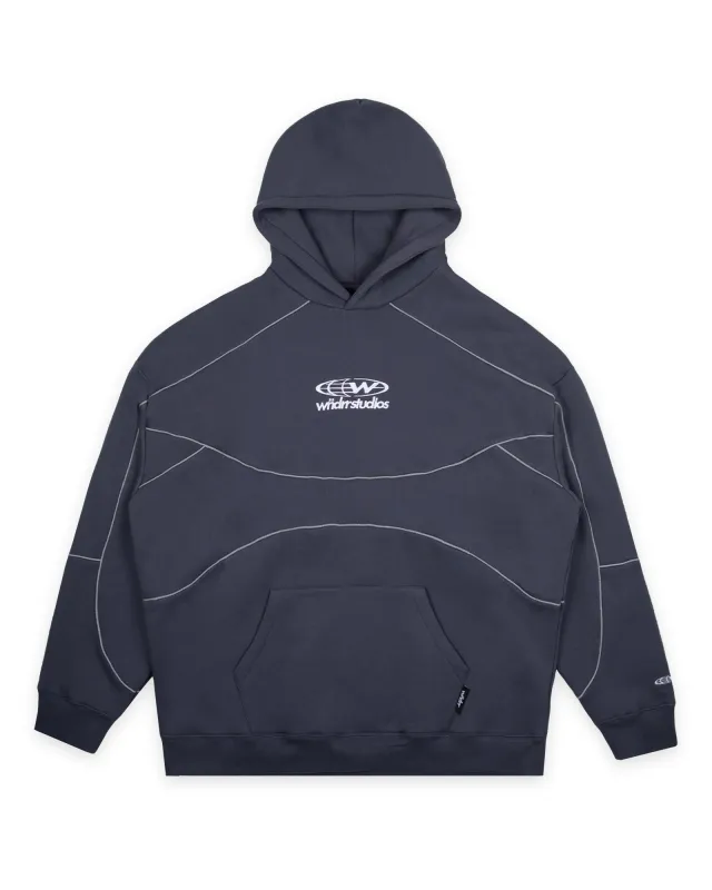 GLOBE PANEL HOOD SWEAT - STORM BLUE made by WNDRR