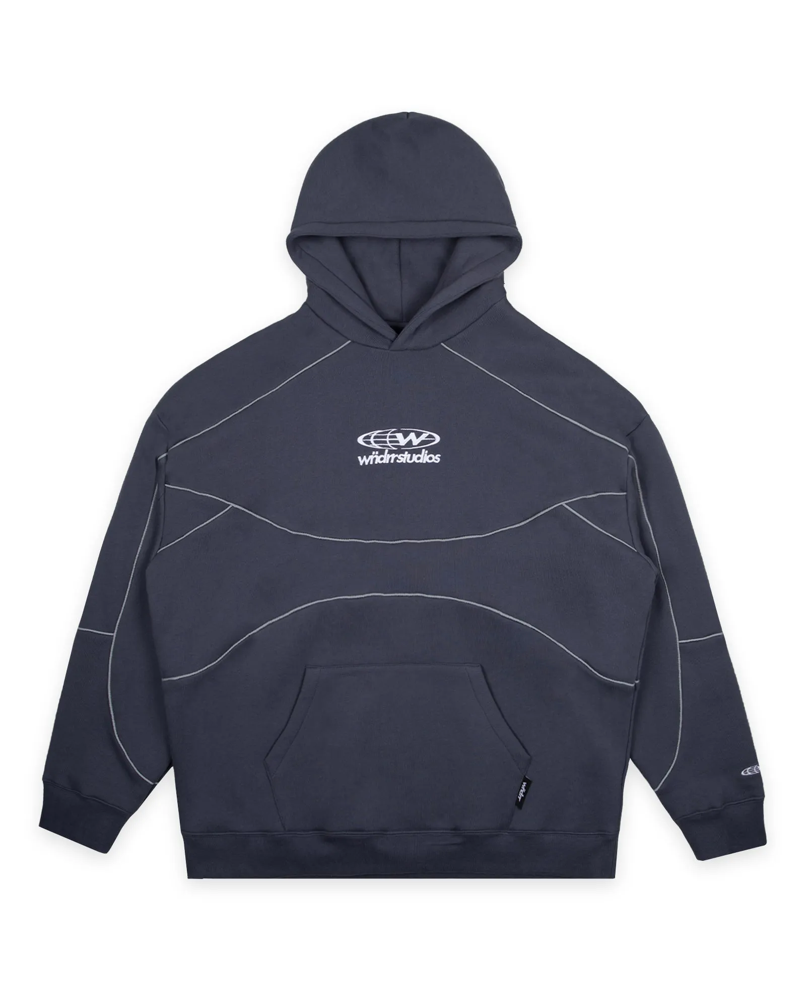 GLOBE PANEL HOOD SWEAT - STORM BLUE sold by WNDRR