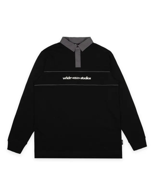 GLOBE RUGBY POLO - BLACK made by WNDRR