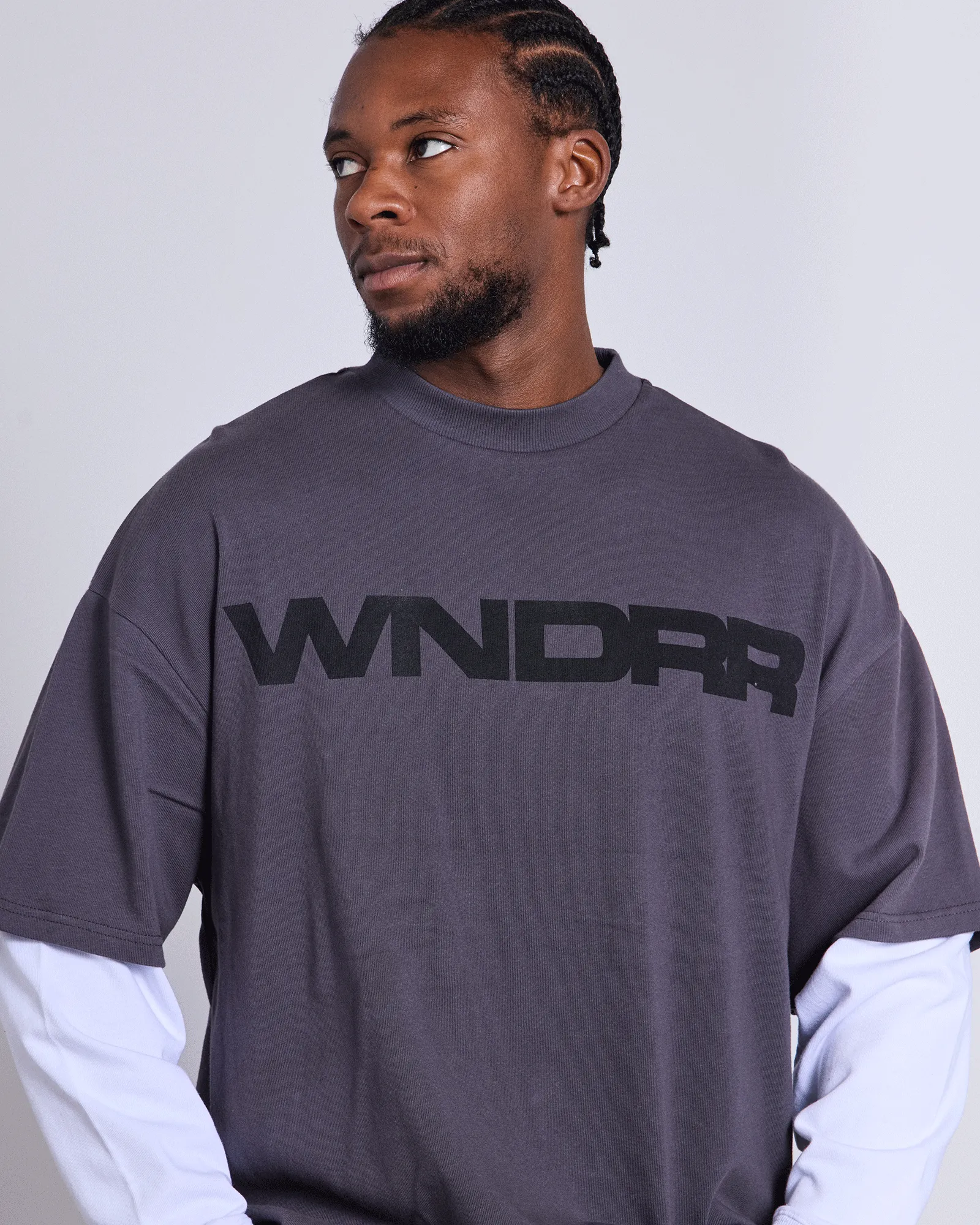 MOTIF LAYERED L/S TEE - CHARCOAL sold by WNDRR product image thumbnail 5