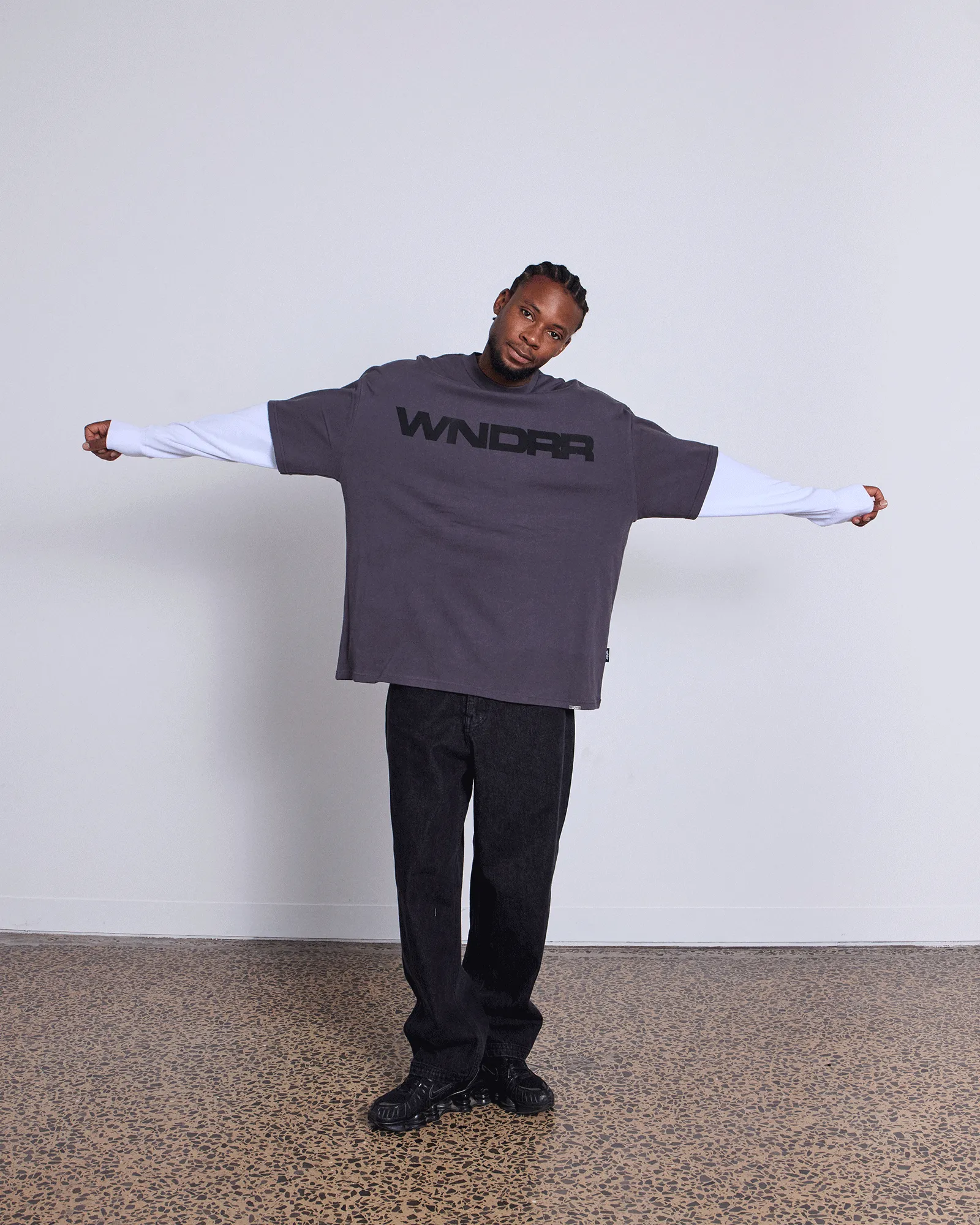MOTIF LAYERED L/S TEE - CHARCOAL sold by WNDRR product image thumbnail 4