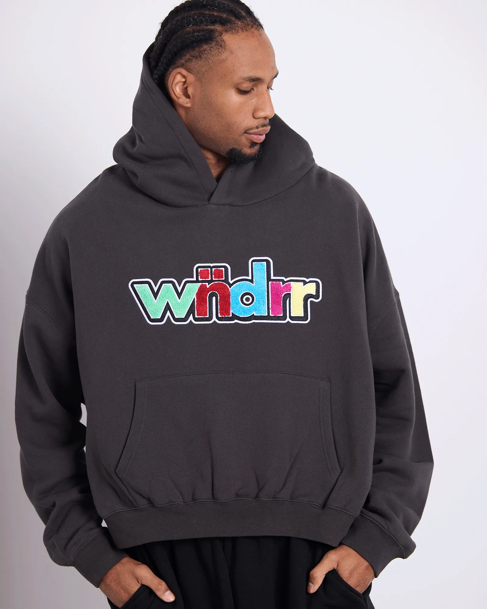 TINT BOX FIT HOOD SWEAT - FADED BLACK sold by WNDRR product image thumbnail 2