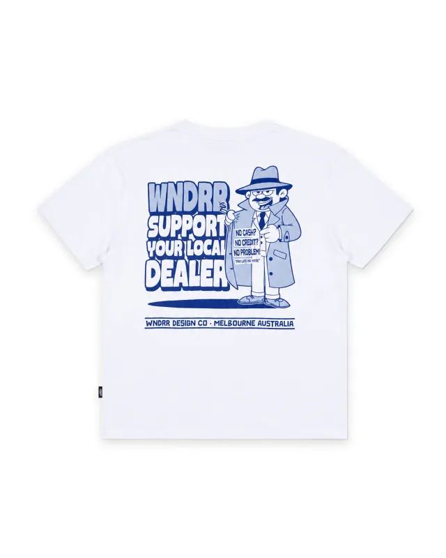 LOCAL BOX FIT TEE - WHITE/BLUE made by WNDRR