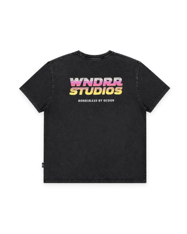 ARCADE BOX FIT TEE - WASHED BLACK made by WNDRR