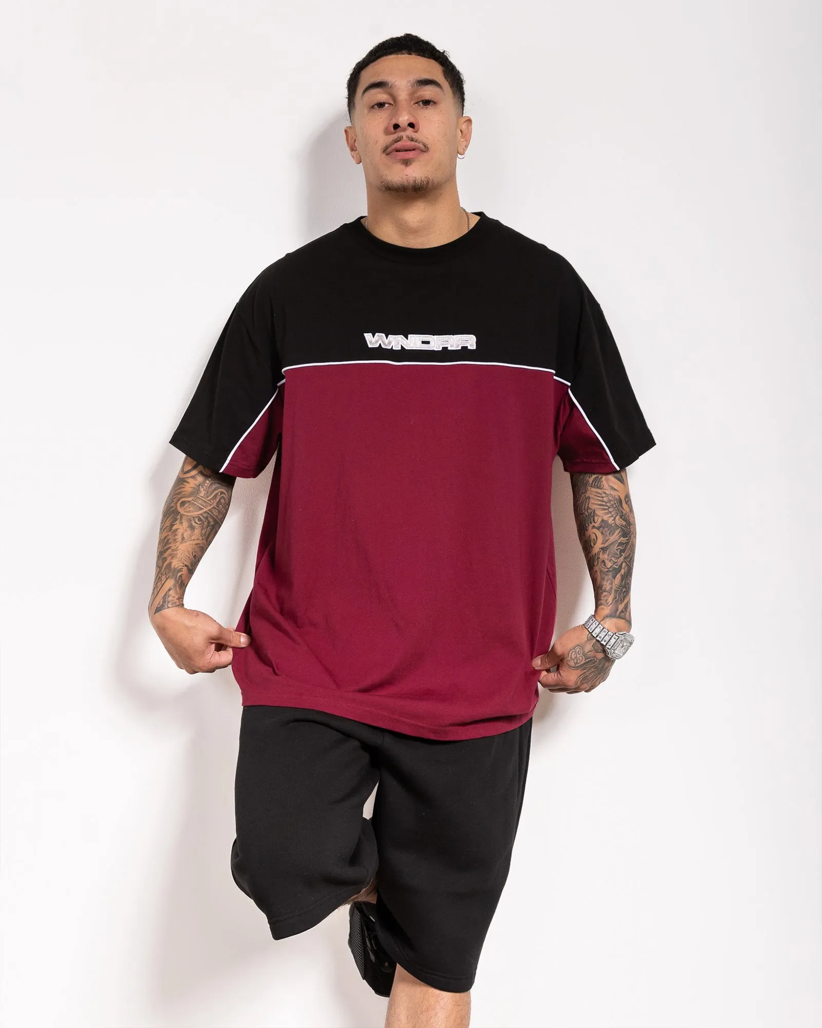 CHANNEL PANEL BOX FIT TEE - BLACK/RED sold by WNDRR product image thumbnail 5