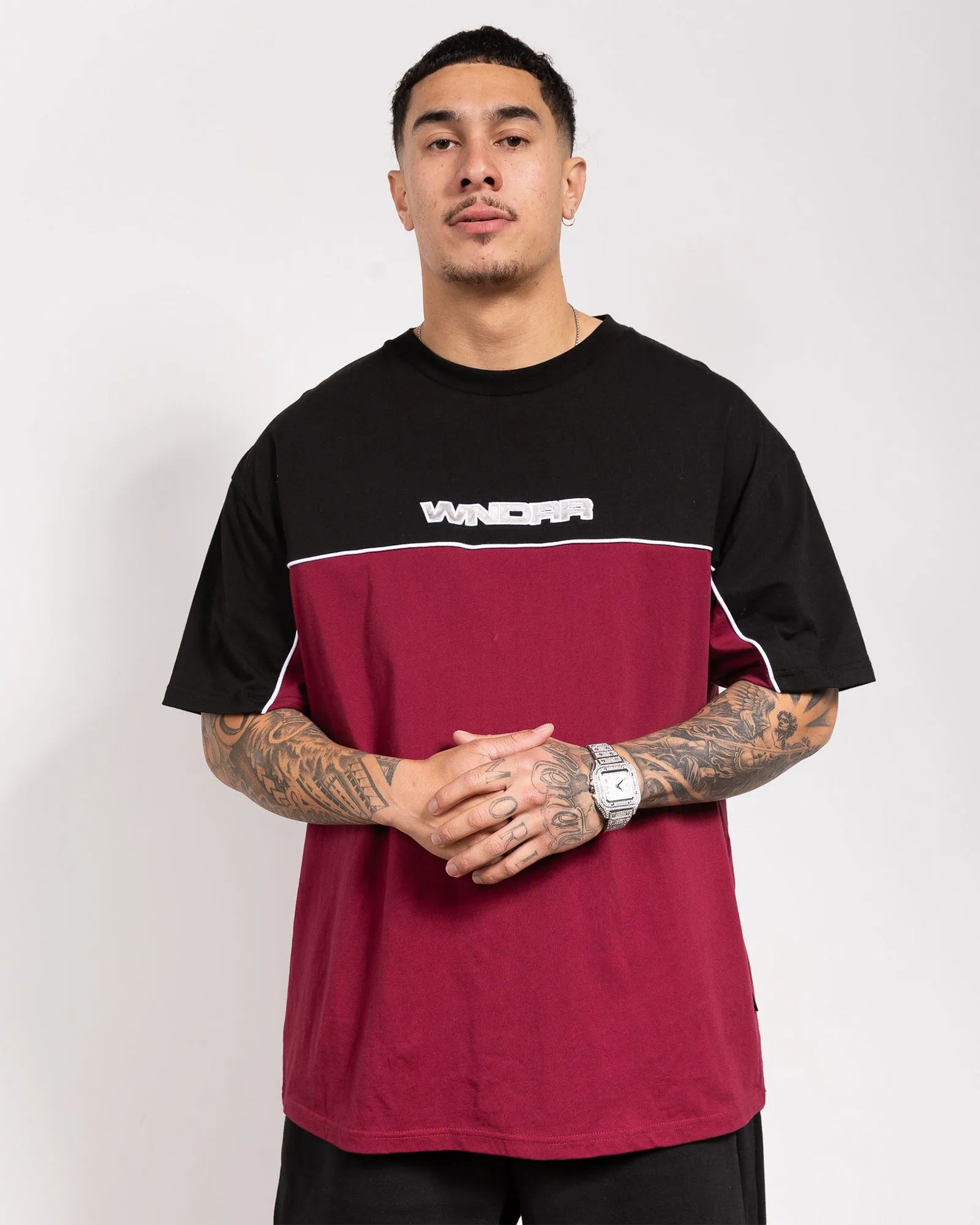 CHANNEL PANEL BOX FIT TEE - BLACK/RED sold by WNDRR product image thumbnail 2