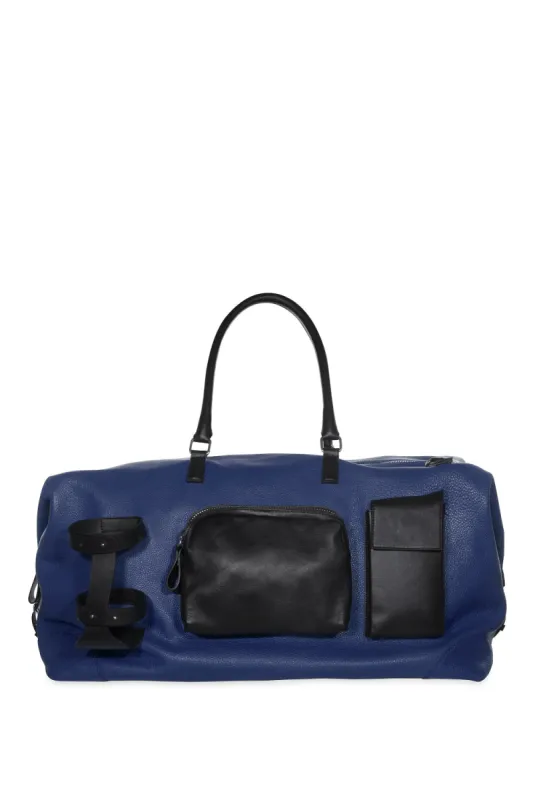 Weekender in Pelle Granata con maxi tasche Blu sold by Gavazzeni
