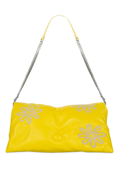 Vitto Pochette in Pelle Liscia ricamo fiori Giallo sold by Gavazzeni