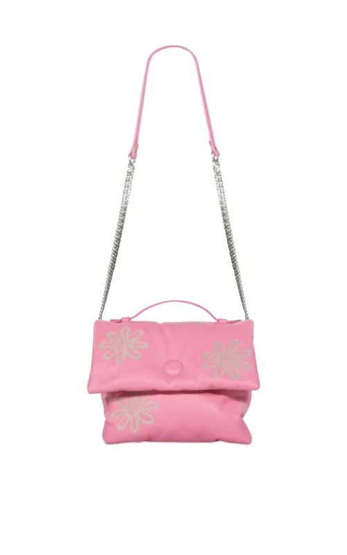 Vitto S in Pelle Liscia ricamo fiori Cipria sold by Gavazzeni