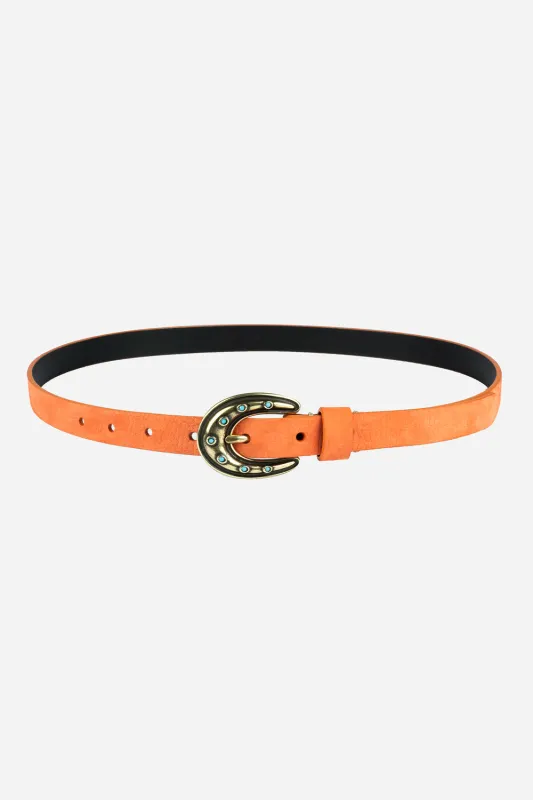 Cintura in pelle scamosciata con fibbia gioiello Lily Arancio sold by Gavazzeni