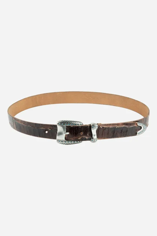 Olimpo Cintura in pelle stampa coccodrillo sold by Gavazzeni