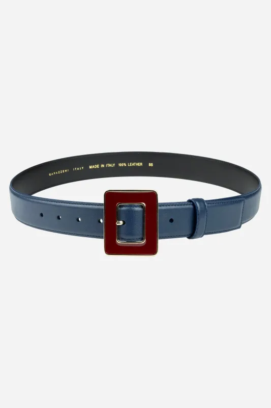 Angelica cintura in pelle liscia Blu sold by Gavazzeni