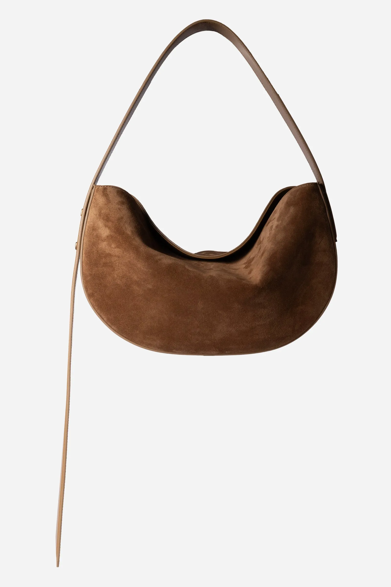 Borsa Ophelia mezzaluna in Suede Sigaro sold by Gavazzeni