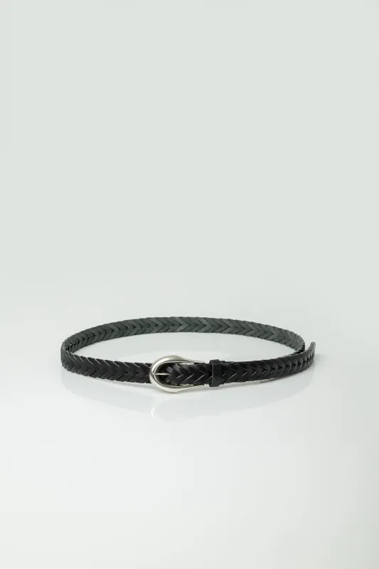 ZELIE Cintura in Pelle di Toro intrecciata col. Nero made by Gavazzeni