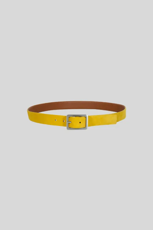 India Cintura Riversibile in Pelle e scamoscio Giallo sold by Gavazzeni