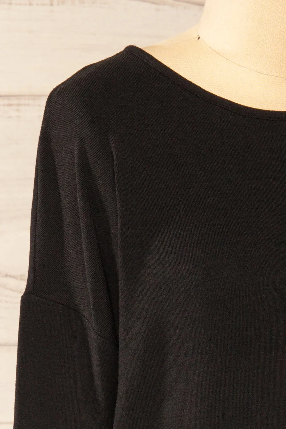 Vincennes Black | Round Collar 3/4 Sleeve Top sold by Boutique 1861 product image thumbnail 5