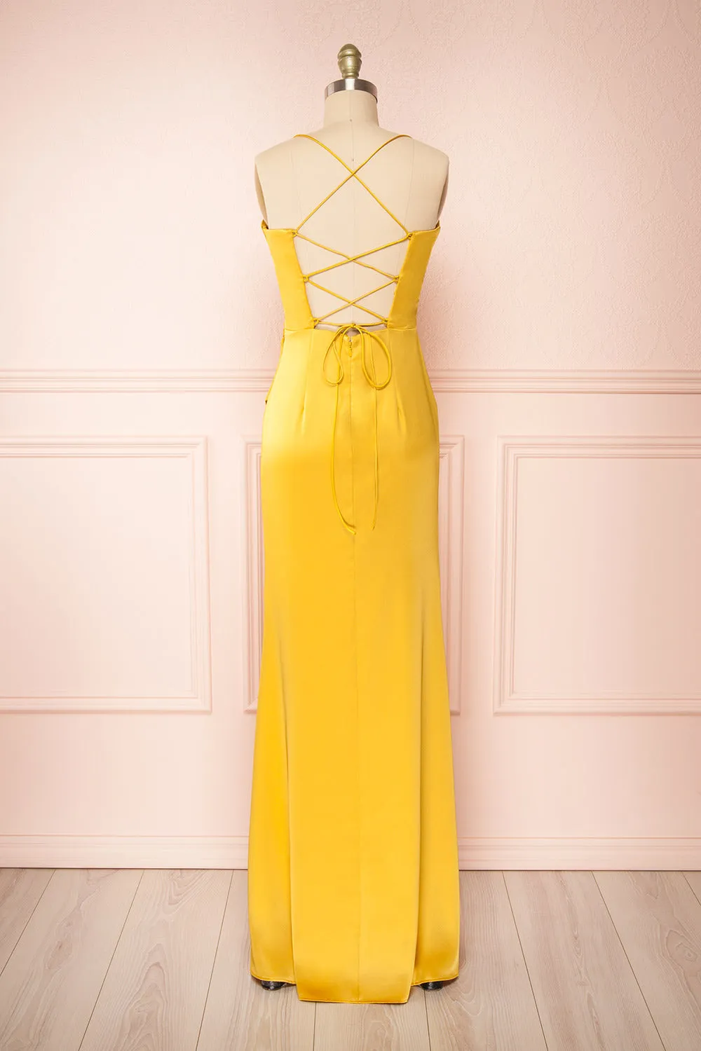 Kesha Yellow | Corset Cowl Neck Maxi Dress sold by Boutique 1861 product image thumbnail 5