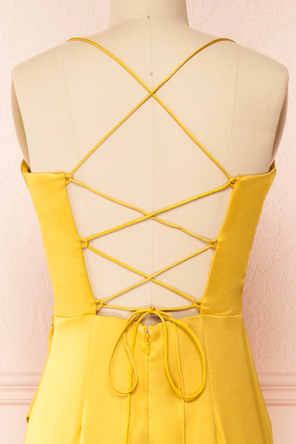 Kesha Yellow | Corset Cowl Neck Maxi Dress sold by Boutique 1861 product image thumbnail 4