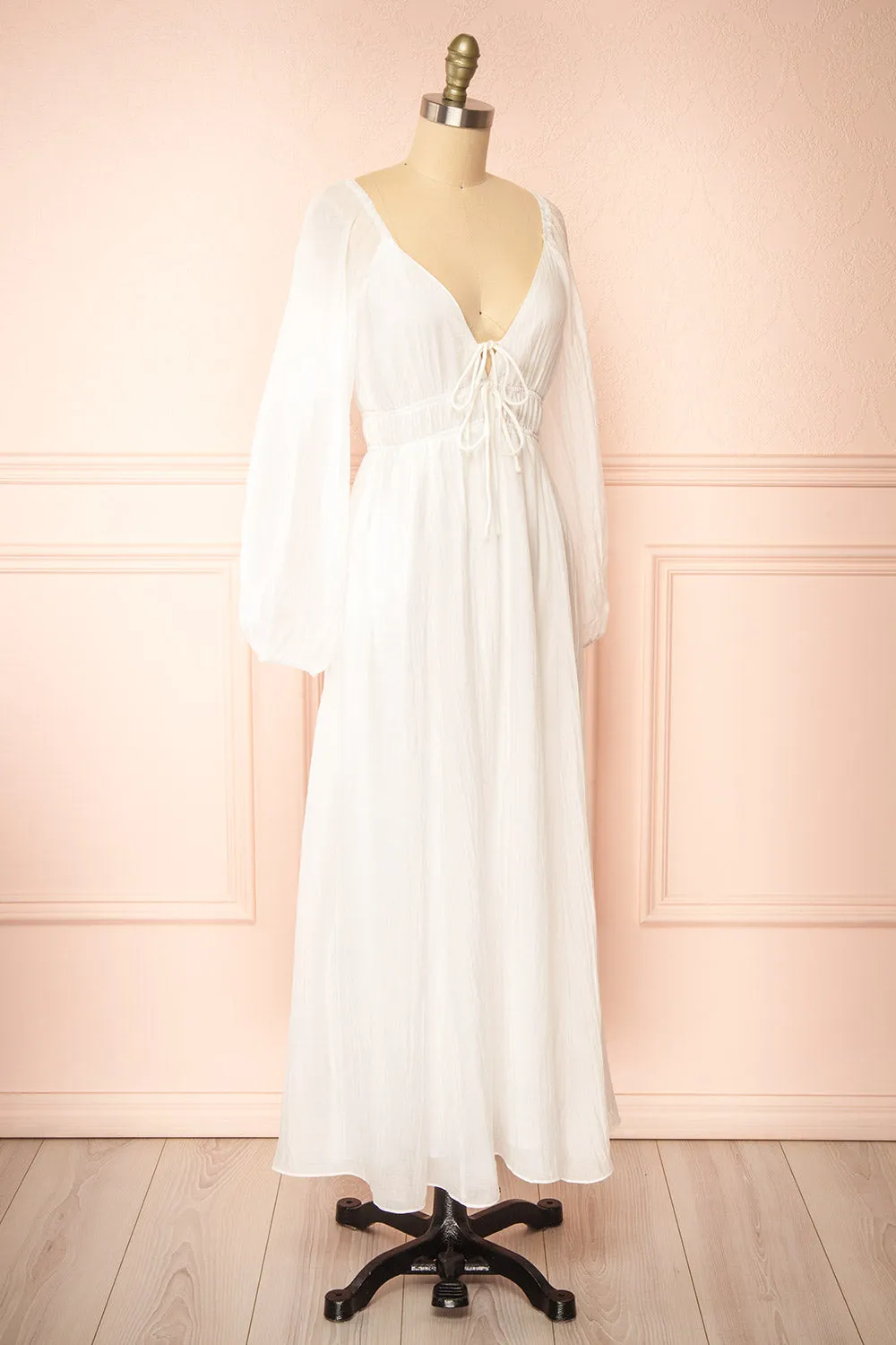 Fallon | White Maxi Dress w/ Long Sleeves sold by Boutique 1861 product image thumbnail 3