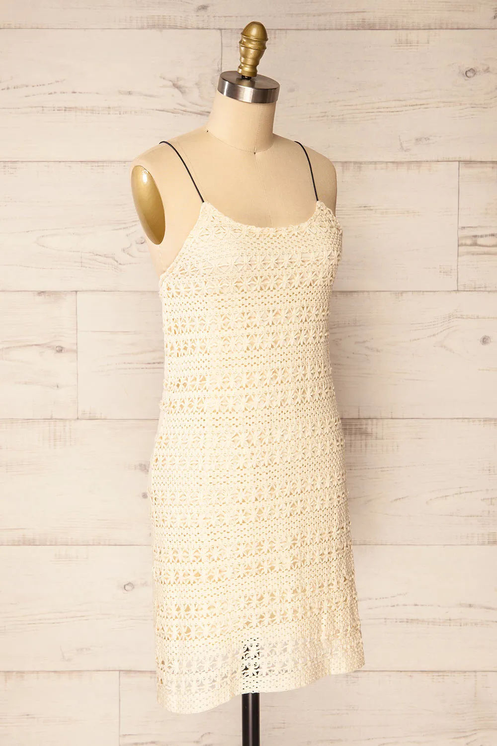 Denver | Beige Short Floral Crochet Dress sold by Boutique 1861 product image thumbnail 3
