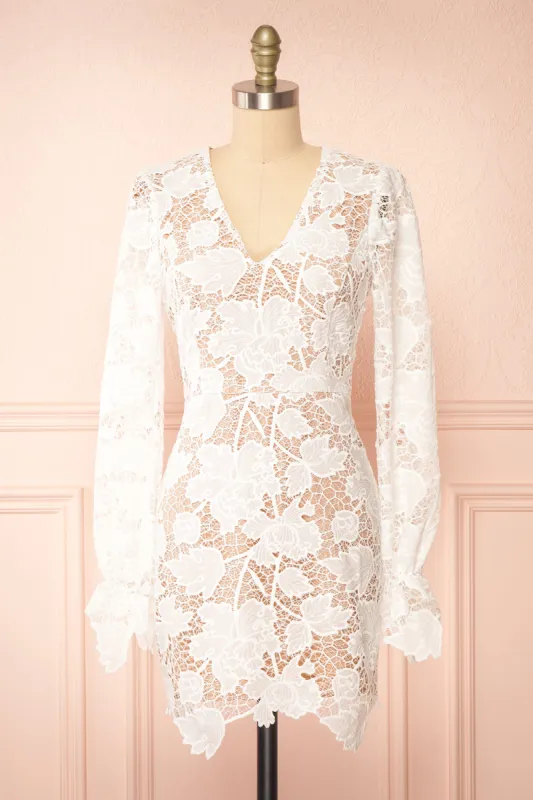 Samantha | White Short Lace Dress sold by Boutique 1861