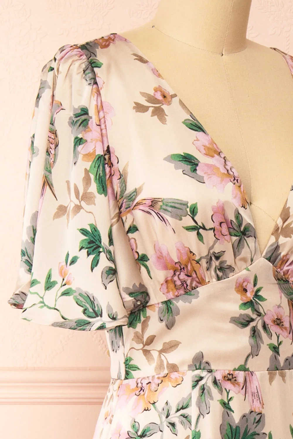 Morriven | Satin Maxi Dress w/ Floral Pattern sold by Boutique 1861 product image thumbnail 4