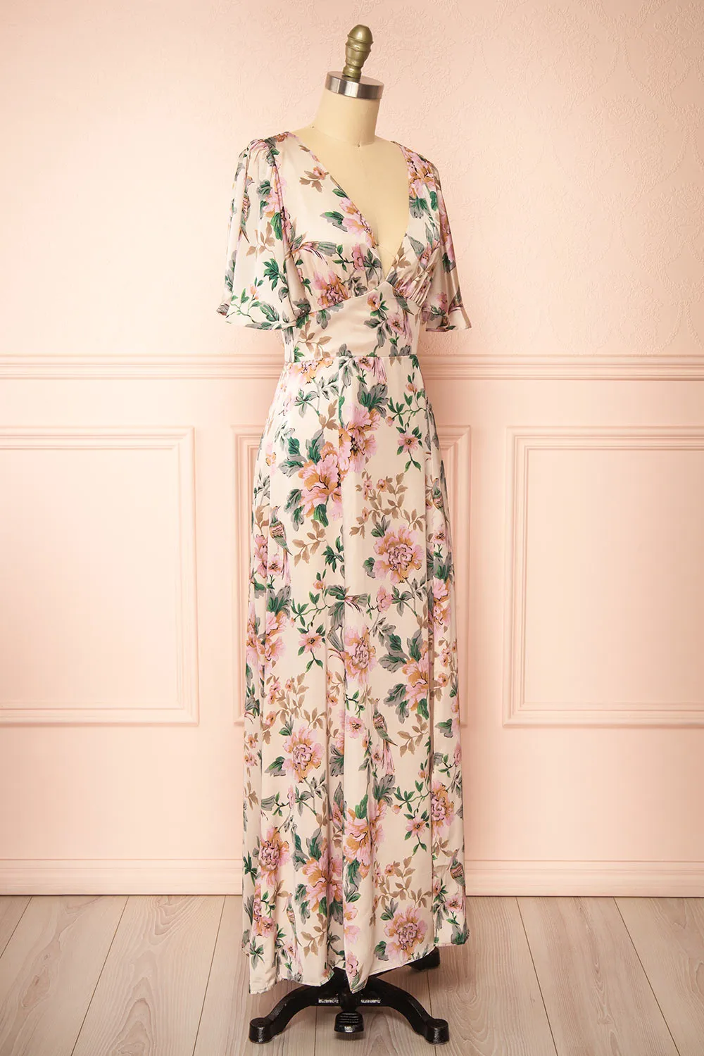 Morriven | Satin Maxi Dress w/ Floral Pattern sold by Boutique 1861 product image thumbnail 3