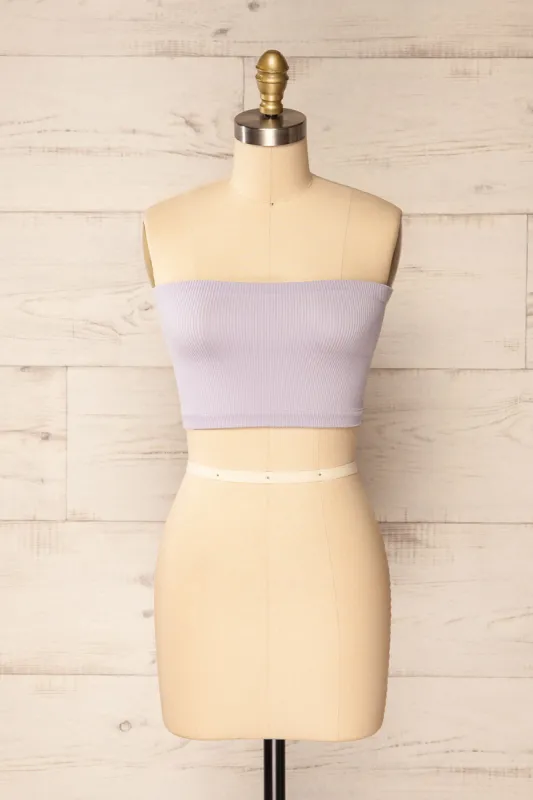 Arcachon Lilac | Ribbed Bandeau Top sold by Boutique 1861