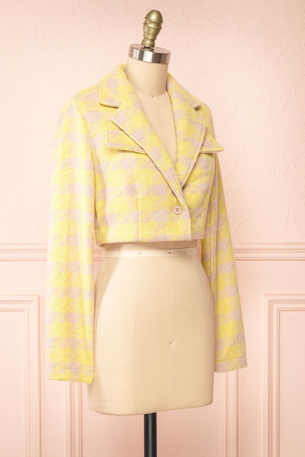 Set Lanajane Yellow | Houndstooth Cropped Blazer and Skirt sold by Boutique 1861 product image thumbnail 4