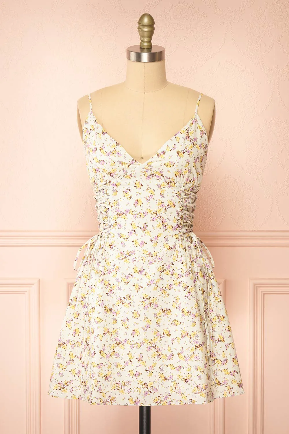 Aleena | Short Floral Dress w/ Ruched Sides sold by Boutique 1861
