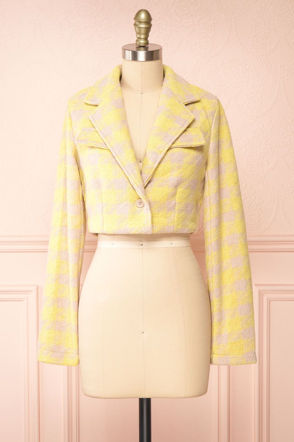 Set Lanajane Yellow | Houndstooth Cropped Blazer and Skirt sold by Boutique 1861 product image thumbnail 2